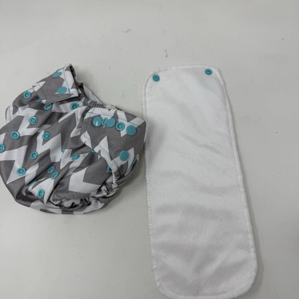 BumKins Pocket Diaper Cloth Diapers One Size Adjustable Washable Gray w Insert
